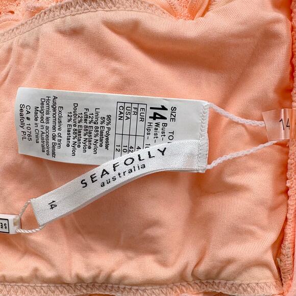 Seafolly Havana Cold Shoulder Bandeau Top Size US 10 Peach Resort Vacation Beach - Picture 7 of 10